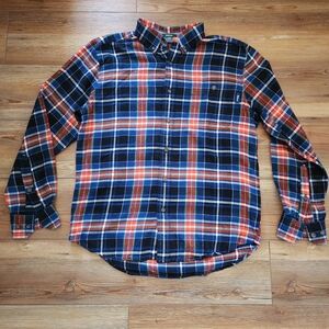 Woolrich Flannel Shirt Mens M Black Plaid Trout Run Long Sleeve Button Down